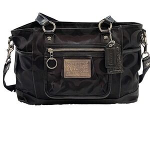 Coach‎ Poppy Signature Book Tote Black Red Lining F0920-14364
